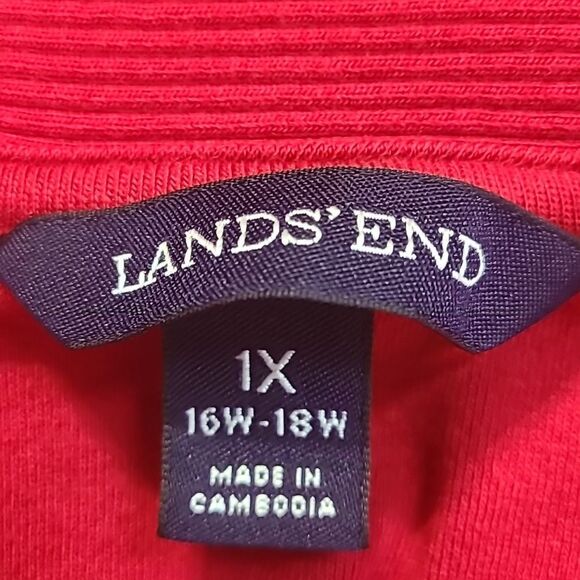 Land' End Red Longsleeve Sweater V-neckline Band Down the Side, Size 1X, 16W-18 - Picture 9 of 10